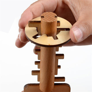 Wooden Toy Unlock Puzzle Key